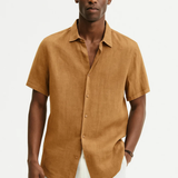 Button-down shirt, open collar