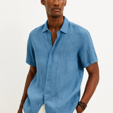 Button-down shirt, open collar