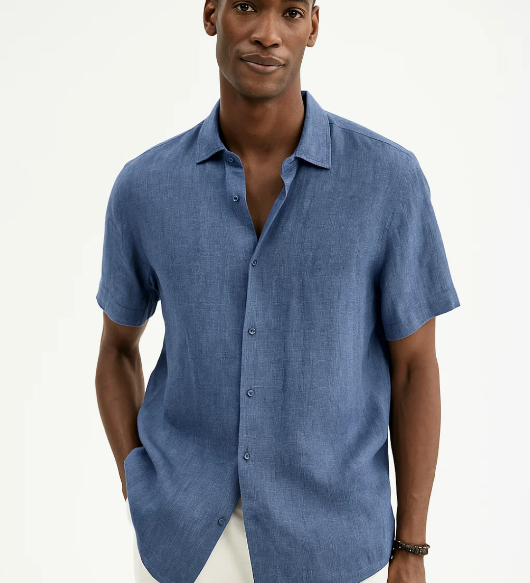 Button-down shirt, open collar