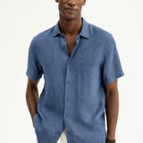 Button-down shirt, open collar