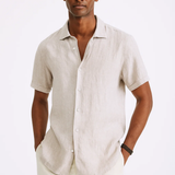 Button-down shirt, open collar