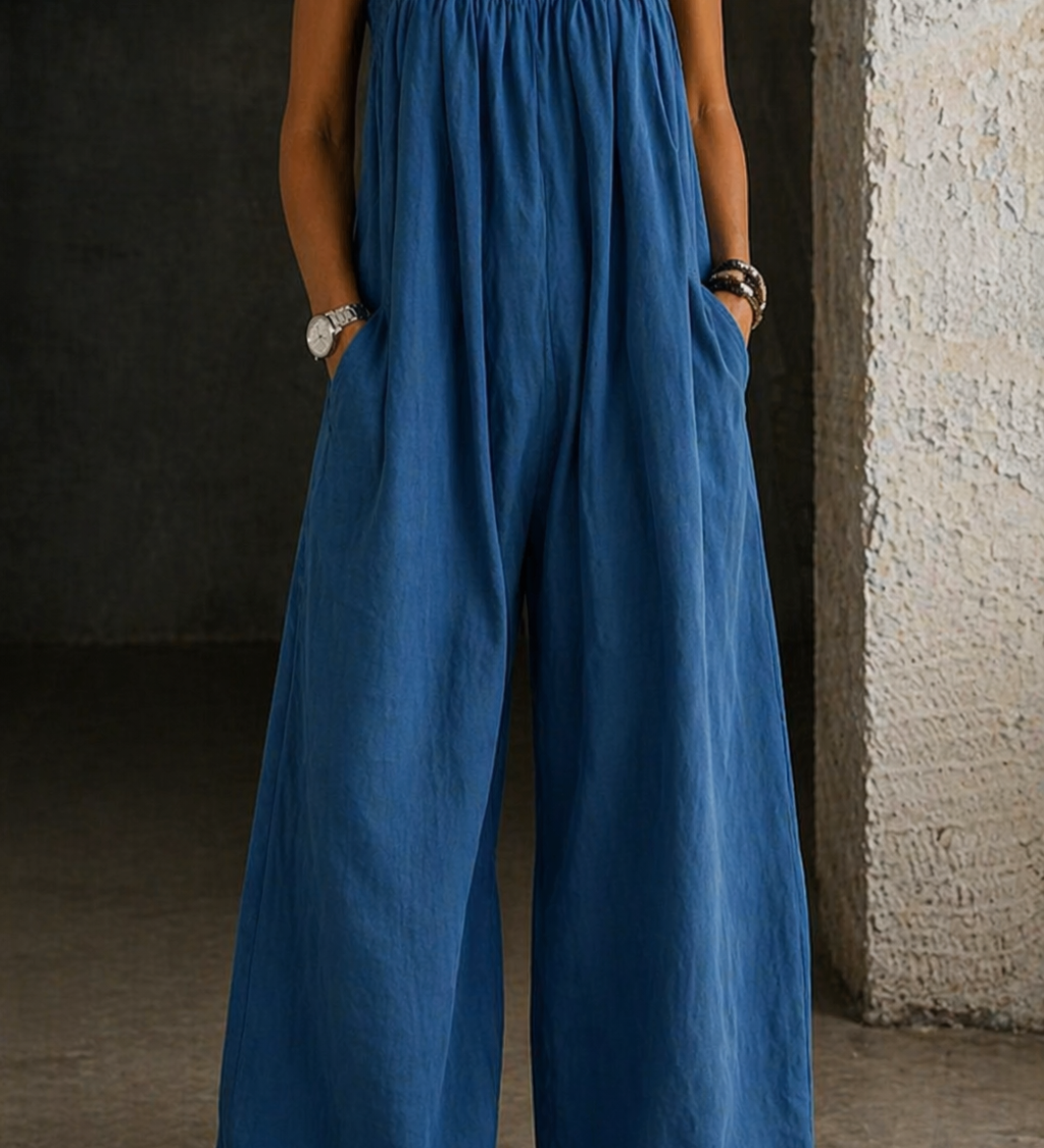 Madalena wide-leg denim jumpsuit