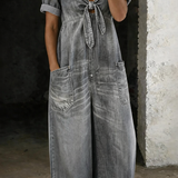 Short Sleeve V-Neck Jumpsuit