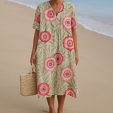 Floral dress with leaves and mandala