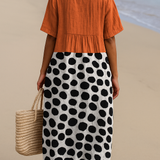 Penelope Dress - Orange with contrast dots