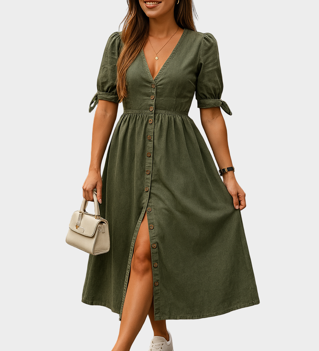 Denim button-down dress