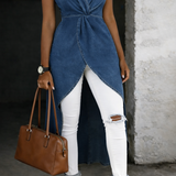 Denim tunic with V-neck