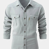 Denim-blend button-up shirt