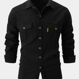 Denim-blend button-up shirt