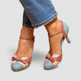 Colorful knotted strappy sandals, round toe