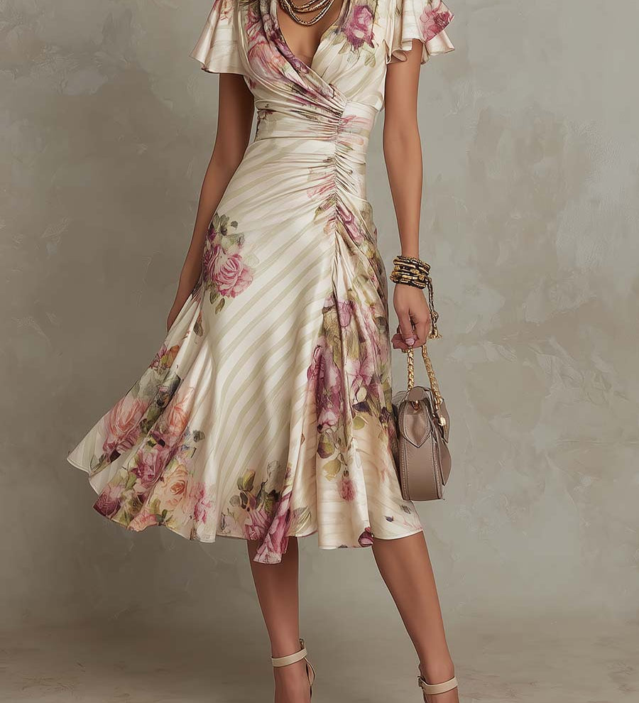Elegant Aida satin midi dress