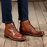 Retro-inspired round-toe boots