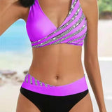 Patterned bikini in warm tones