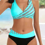 Patterned bikini in warm tones