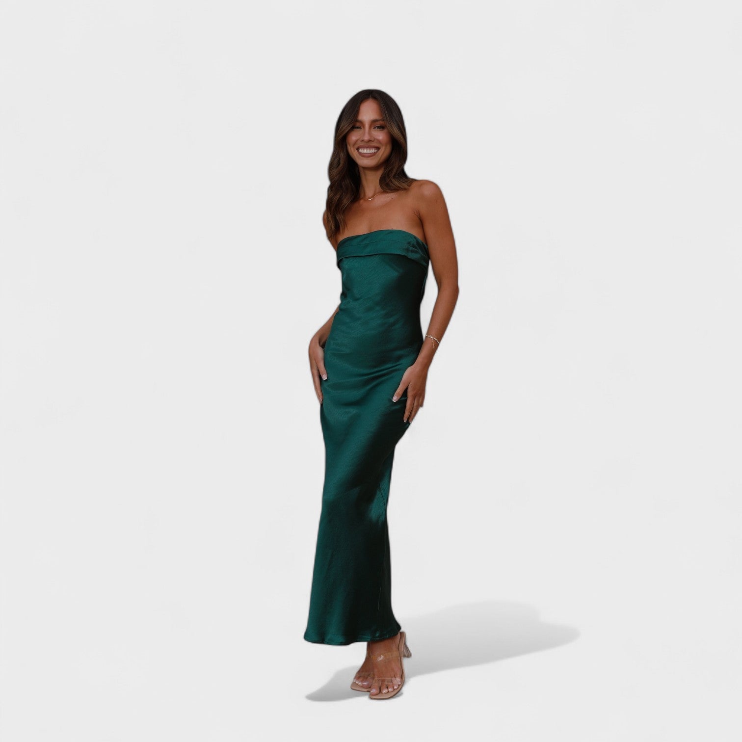 Carmen sleeveless satin dress