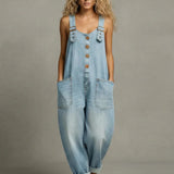Leila - Modern Denim Jumpsuit with Pockets