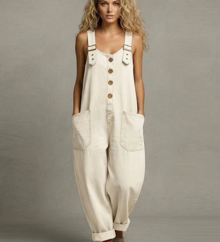 Leila - Modern Denim Jumpsuit with Pockets