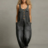 Leila - Modern Denim Jumpsuit with Pockets