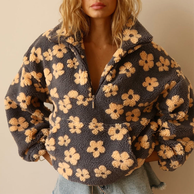 Daisy floral fleece sweater