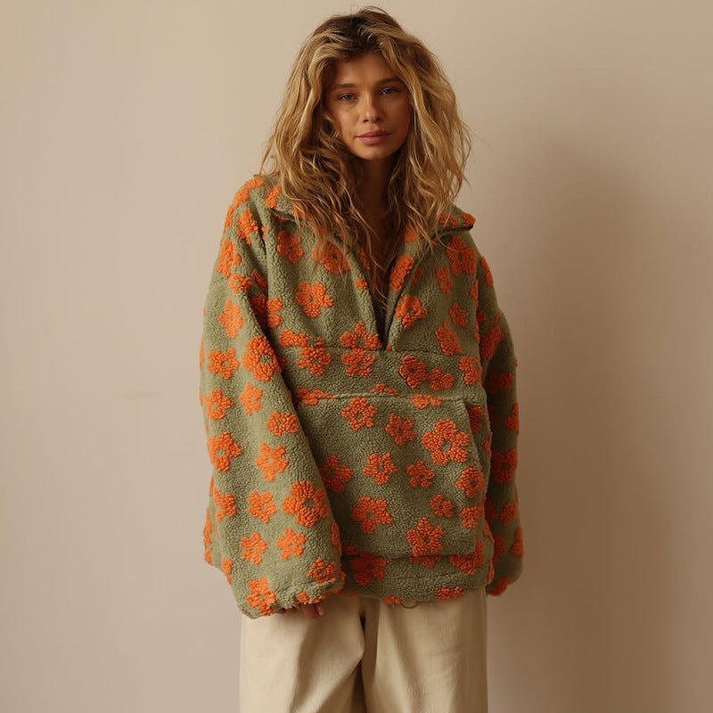 Daisy floral fleece sweater