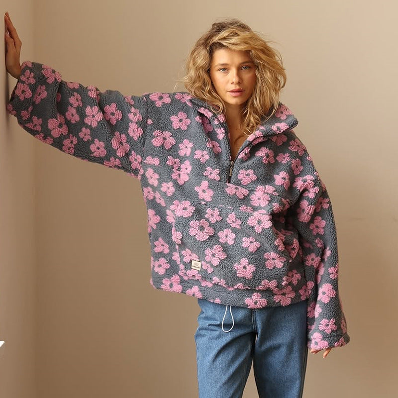 Daisy floral fleece sweater