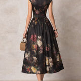 Elsa - Floral Pleated Midi Dress