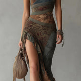 Amanda asymmetrical long patterned dress