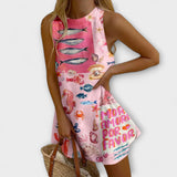 Mini dress pink with Miraba pattern