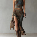 Amanda asymmetrical long patterned dress