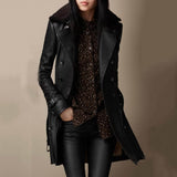 Joana - Elegant 3/4 leather coat