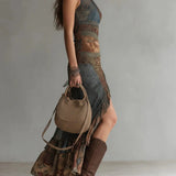 Amanda asymmetrical long patterned dress