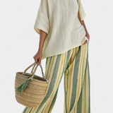 Olívia - Olive-colored linen bamboo set