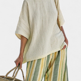 Olívia - Olive-colored linen bamboo set