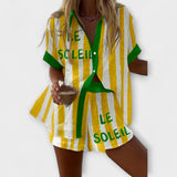 Amália striped canvas summer set