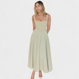 Maribel square-neck midi dress