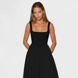 Maribel square-neck midi dress