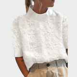 Embroidered high-neck blouse