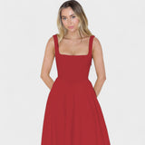 Maribel square-neck midi dress