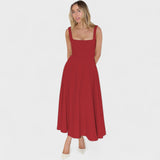 Maribel square-neck midi dress