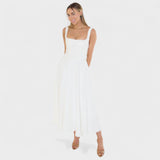 Maribel square-neck midi dress