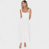 Maribel square-neck midi dress