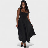 Maribel square-neck midi dress