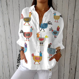 Light blouse with a rooster pattern