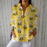 Claudina - Blouse with bee pattern, light