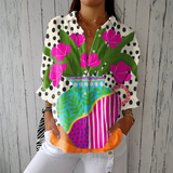 Blouse with a vase of flowers pattern