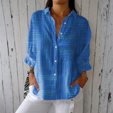Clara's Modern Blue Striped Blouse