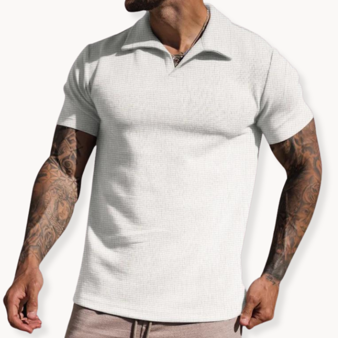 Polo majica s obojenim vlaknima i Johnny ovratnikom