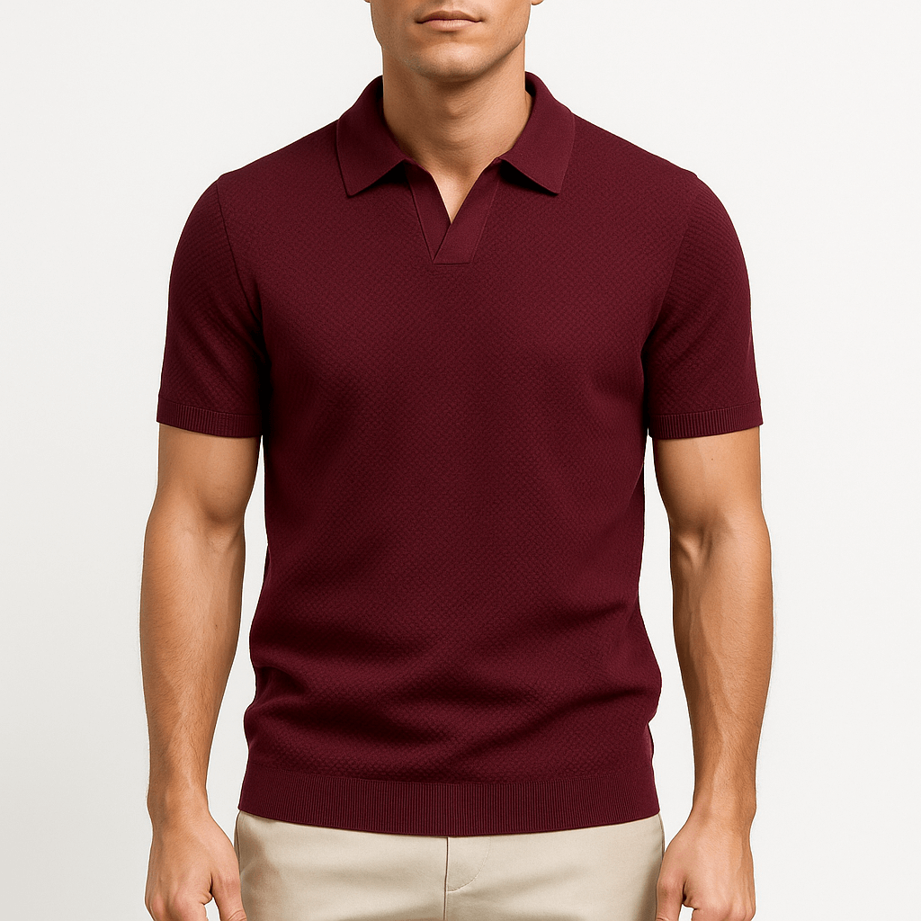 Textured Polyester Polo Shirt