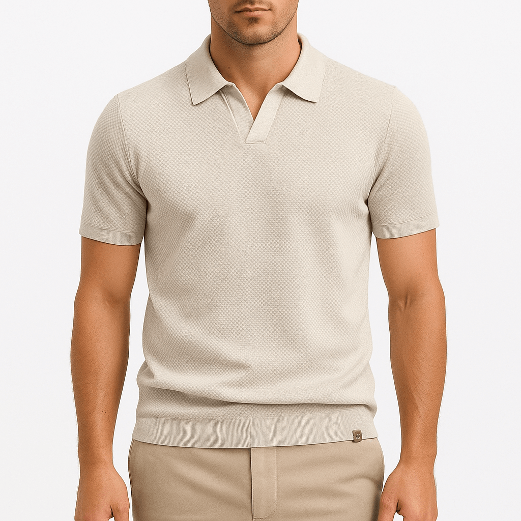 Textured Polyester Polo Shirt