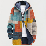 Coat with geometric patterns in colors